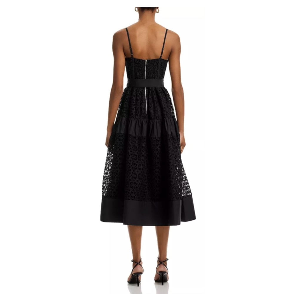 $148 Aqua Eyelet Fit and Flare Midi dress in Black - Picture 3 of 4